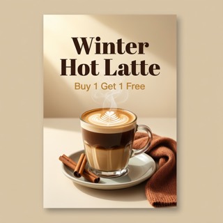 Coffee shop promotional poster generated from the curated prompt set